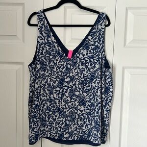 Lilly Pulitzer reversible florin sleeveless v-neck oyster bay blue size XL